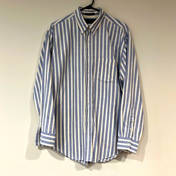 J. Crew Other - J.CREW OARSMAN Vintage Men’s 17 Blue White Striped Cotton Casual Button Down